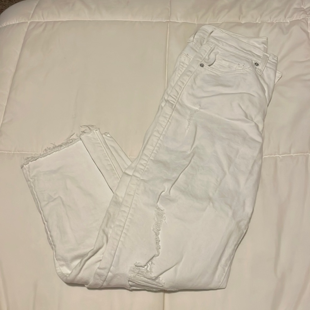 Ripped straight leg jeans
